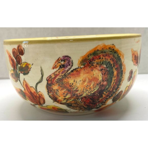 Maxcera Thanksgiving Acorns of Turkey Soup Bowl Cereal Ceramic 5.5" Across - Picture 9 of 9